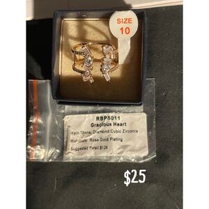 Gracious Heart Rose Gold Ring with Diamond Cubic Zirconia